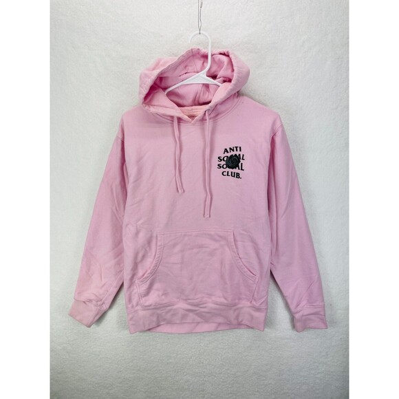 Anti Social Social Club Bat Emoji Hoodie Women’s S Pink Graphic Pullover Street - Picture 2 of 12